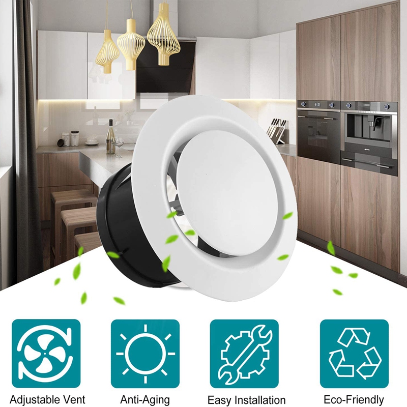 8 Inch Air Vent Covers, ABS Adjustable Soffit Vent, Round Ceiling Diffuser For Exhaust Fan, Inline Duct Fan, Bathroom