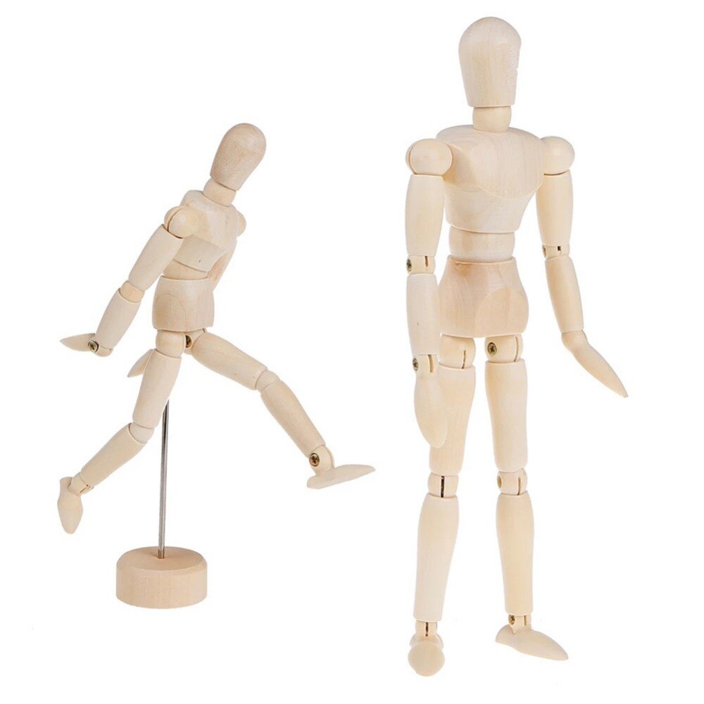 Wooden Mannequin Wood Manikin with Stand Artist Human Figure Articulated Model for Drawing or Desktop Decor 4.5/5.5/8/12 inch