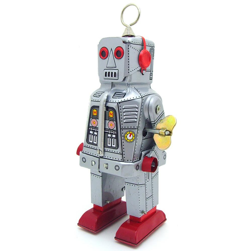 Retro Vintage reloj operado mecánico caminar electrón Robot estaño juguete coleccionables niños adultos juguetes @ A