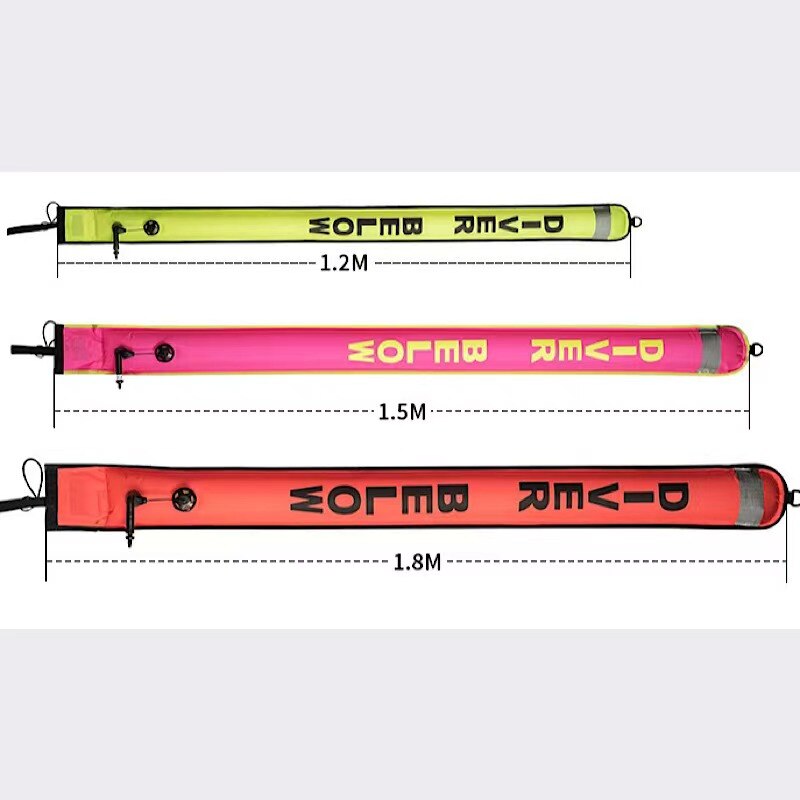 1,2/1.5/1,8 m Reflektierende Tauchen SMB Boje Zwei-Bühne Kopf Blasen Luft Mund Blasen 4,5 CM explosion-Proof Ventil Scuba Tauchen Ausrüstung