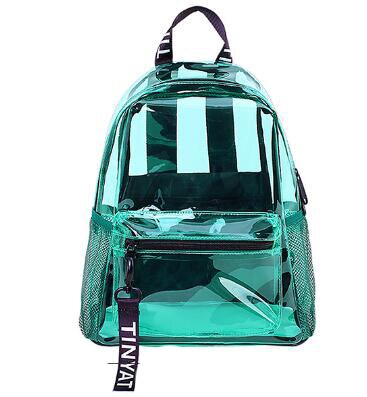 Chuwanglin claro pvc mulheres mochila transparente moda mochila de viagem mochila escolar saco para adolescentes meninas a52504: green