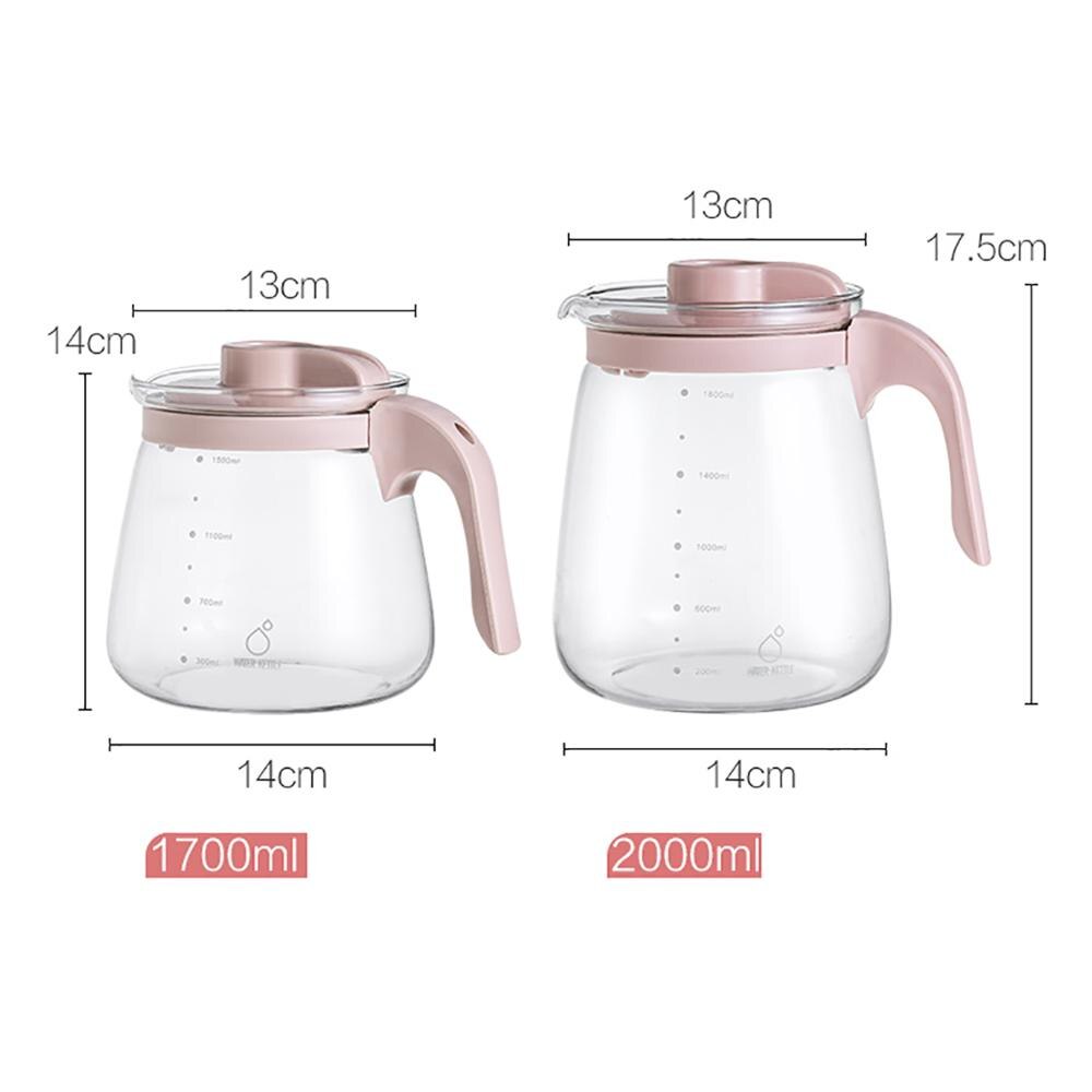 Botella de vidrio para agua y zumo, recipiente de gran capacidad con tapa, dispensador de agua, para el hogar, 1 ud.