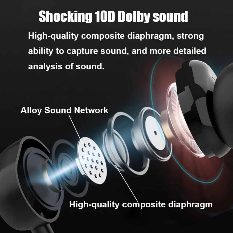 200 godzin bezprzewodowe słuchawki Bluetooth HiFi słuchawki basowe magnetyczny pasek z pałąkiem na kark sportowy zestaw słuchawkowy wodoodporne słuchawki douszne wymienna bateria