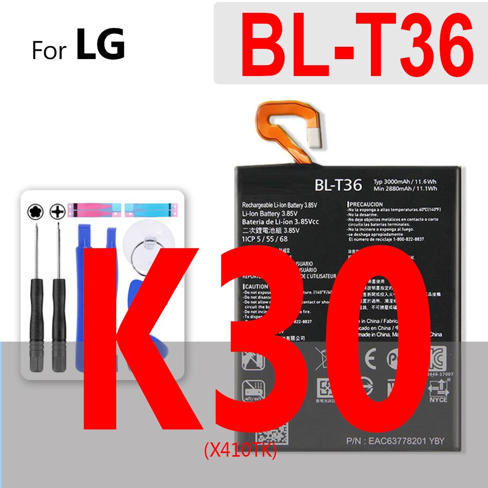 For LG K10 K20 Plus K30 K4 K7 K8 F670L F670K F670 K420N LTE Q10 K420 Battery BL 45A1H BL-45A1H BL-46ZH BL-46G1F BL-45F1F: BL-T36