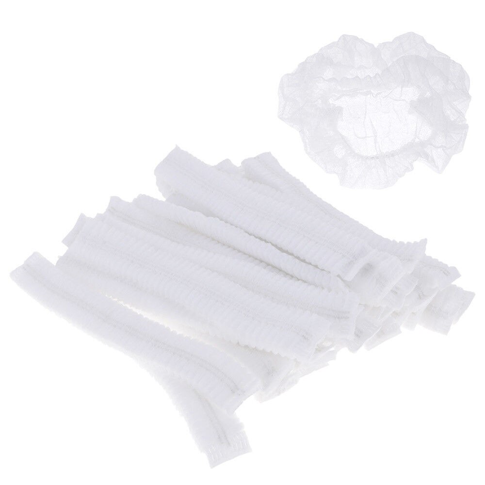 20pcs Disposable Nonwoven Bouffant Caps Hair Net Unisex for Hospital Salon Spa Catering/Dust-free Workspace Chef Cap Hair Nets: white