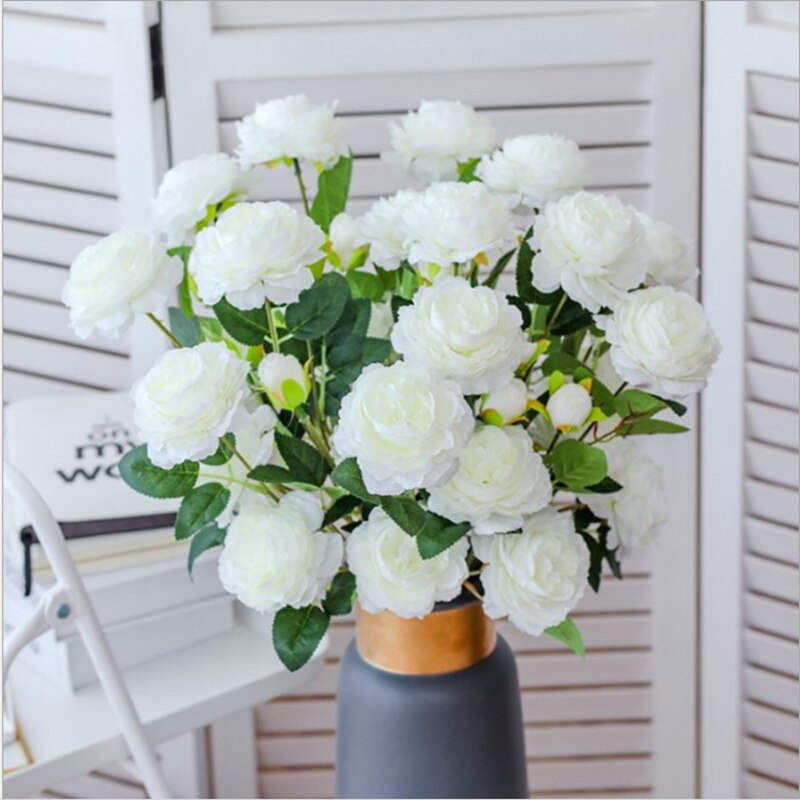 1 bit pionbukett konstgjorda blommor heminredningstillbehör bröllop jul matbord brudbuketter hobby hantverk
