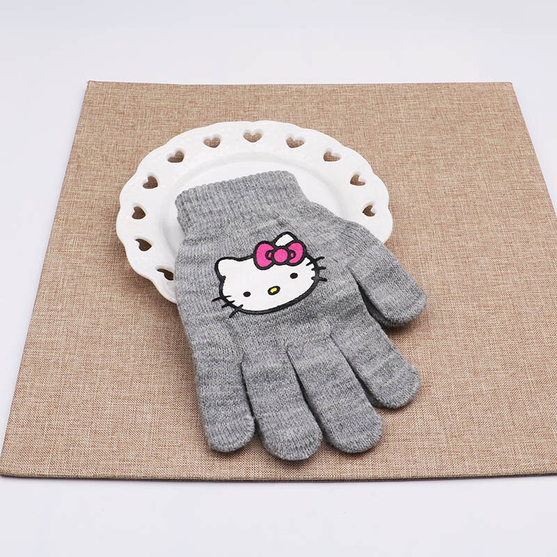 Winter Warm Gloves Children Knitted Stretch Mittens Boys Solid Girls Full Finger Christmas man Glove Knitted: Black