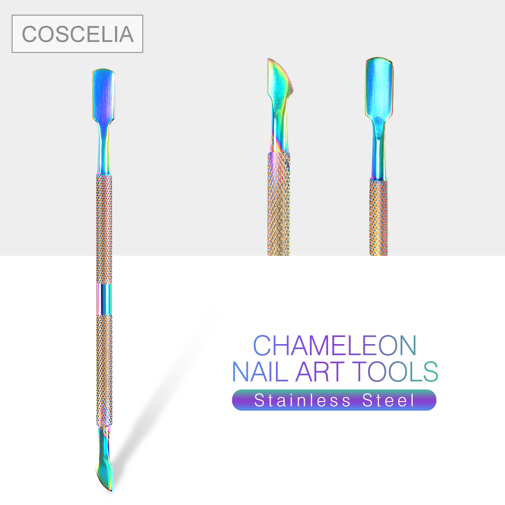 COSCELIA-empujadores de cutículas de acero inoxidable, 1 pieza, para manicura y pedicura, removedor de piel muerta, empujador de doble cara, herramienta de limpieza artística para uñas: 05