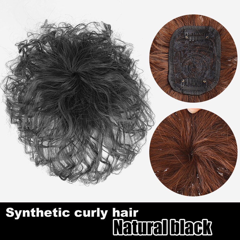XUANGUANG-tupé de mujer con flequillo, pelo sintético ondulado, negro y marrón: Natural black