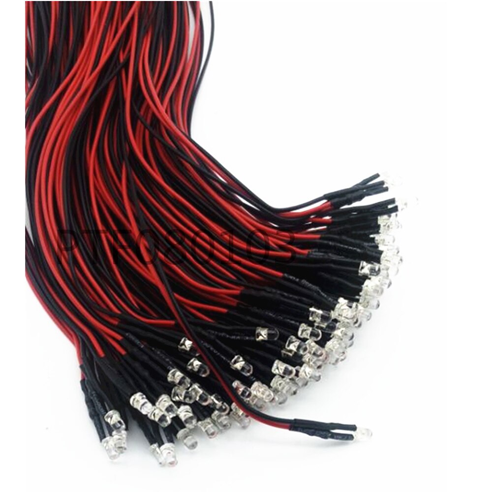 Lámpara de luz LED con cable de 3mm y 5mm, diodos emisores precableados para decoración del hogar, DC12V, lote de 20 piezas, 20cm