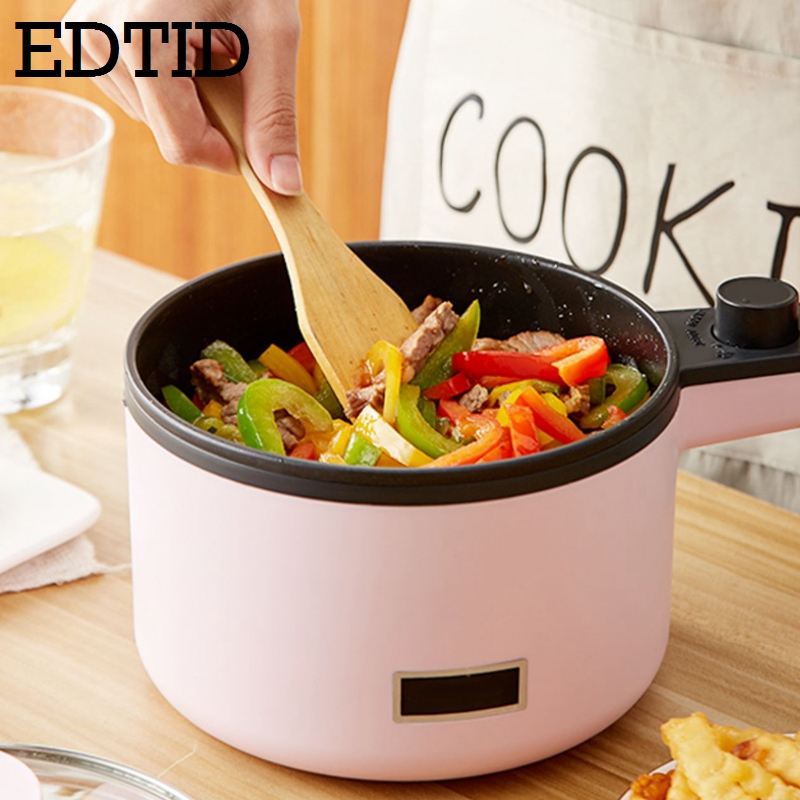 EDTID-olla eléctrica multifuncional, Mini olla antiadherente para cocinar fideos, freír huevos, sopa, calentador, sartén
