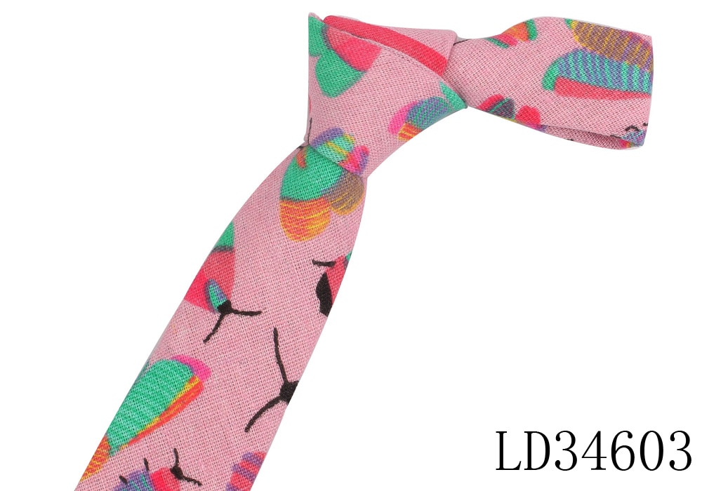 Cartoon Print Tie For Men Women Skinny Neck Tie For Wedding Casual Cartoon Neckties Classic Suits Slim Cotton Linen Neck Ties
