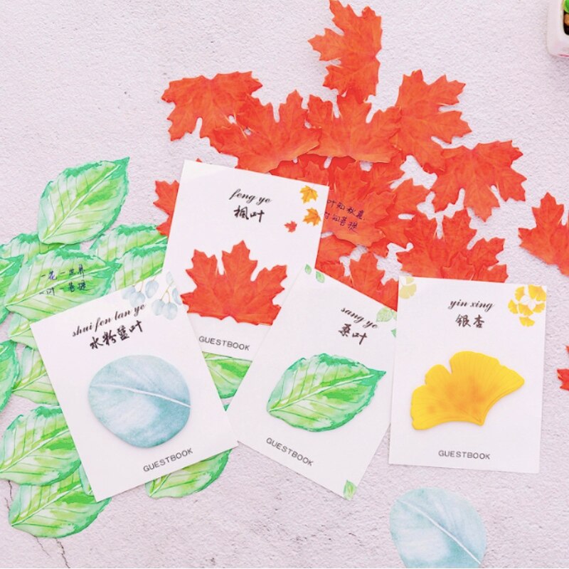 Cute and small fresh leaves post-it note simulation leaf note post N times post message post