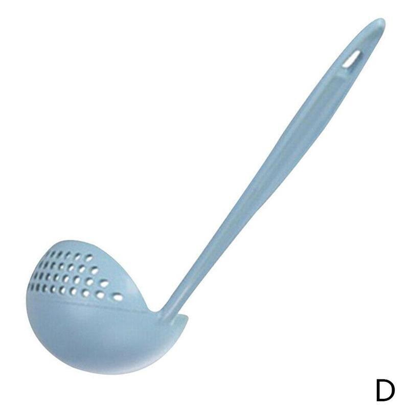 1pc 2 in 1 silsked långt handtag plastsoppskedar vete halm skopa söt porslin matlagning slev durkslag verktyg: D