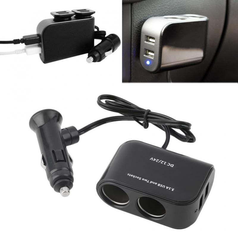 Universele Sigarettenaansteker In-Auto Pda Voeding 2 Usb-poorten &amp; 2 Sockets Splitter 12V autolader Auto Accessoires