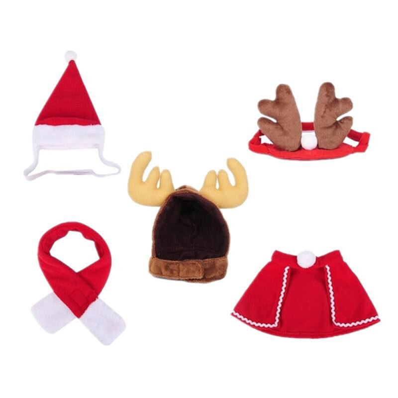 Kæledyr juledekoration rød hvid hat tørklæde sjov kæledyr kappe hovedbånd gevirer elg legetøj xmas rekvisitter til katte hunde