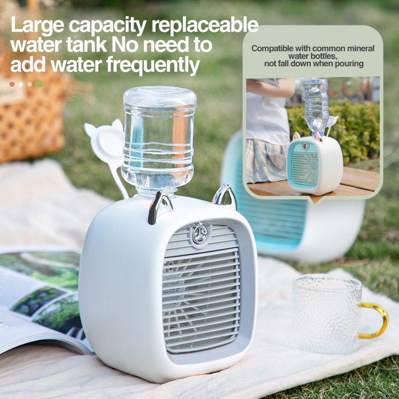 Draagbare Airconditioner Usb Mini Luchtkoeler Ventilator Waterkoeling Ventilator Met 3 Speed 2 Modi Spray Luchtbevochtiger Purifier Voor Auto Thuis