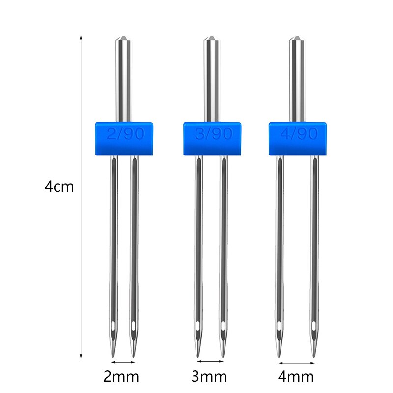 Agujas dobles de acero para máquina de coser, accesorios multifunción para el hogar, 2mm, 3mm, 4mm, 3 uds.: Mix
