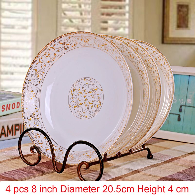4 stk/sæt jingdezhen porcelæn porcelæn spisestel spisestue keramik service dybe suppe retter sushi tallerkener: F