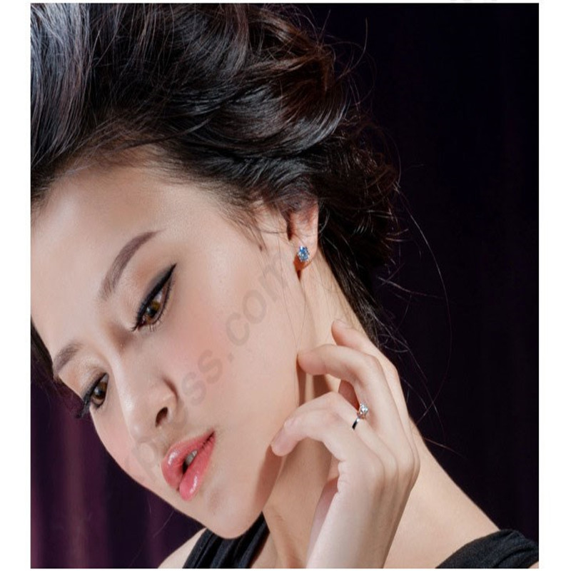 Elegante klassische echte 925 Sterling Silber Fingerringe Schmuck Kristall Kubische Zirkone 6 Krallen Frauen Hochzeit Anillos
