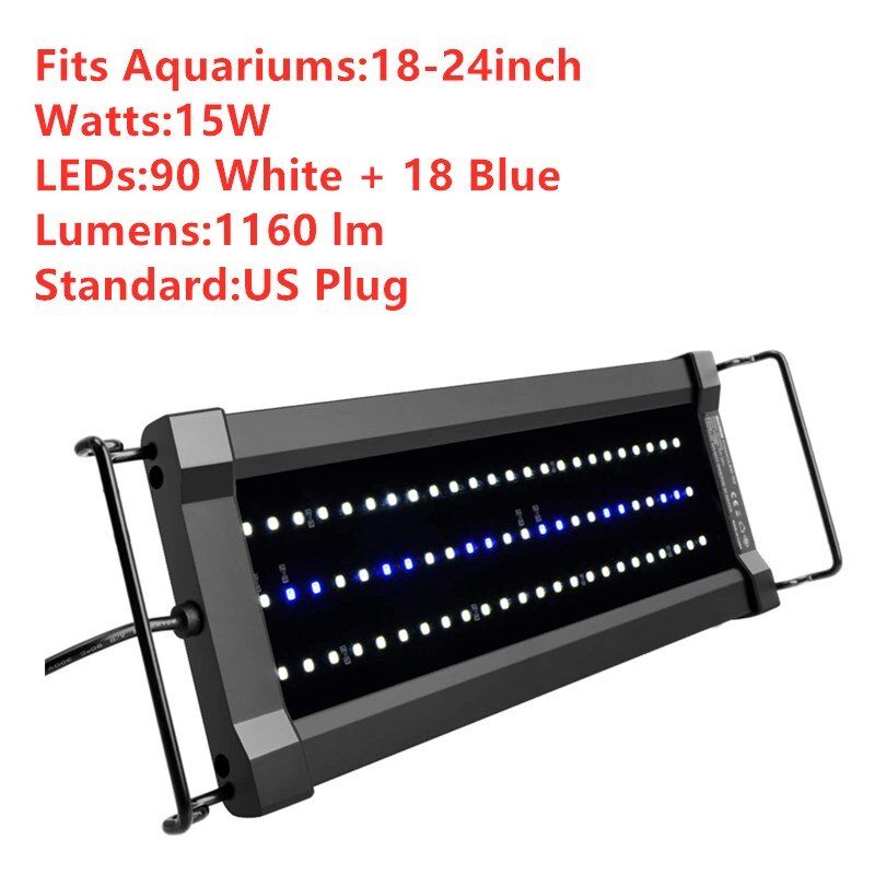 NICREW ClassicLED Gen2 Aquarium Light Dimmable LED Fish Tank Light With 2-Channel Control White and Blue LED Aquatic Plant Light: 18-24inch US Plug