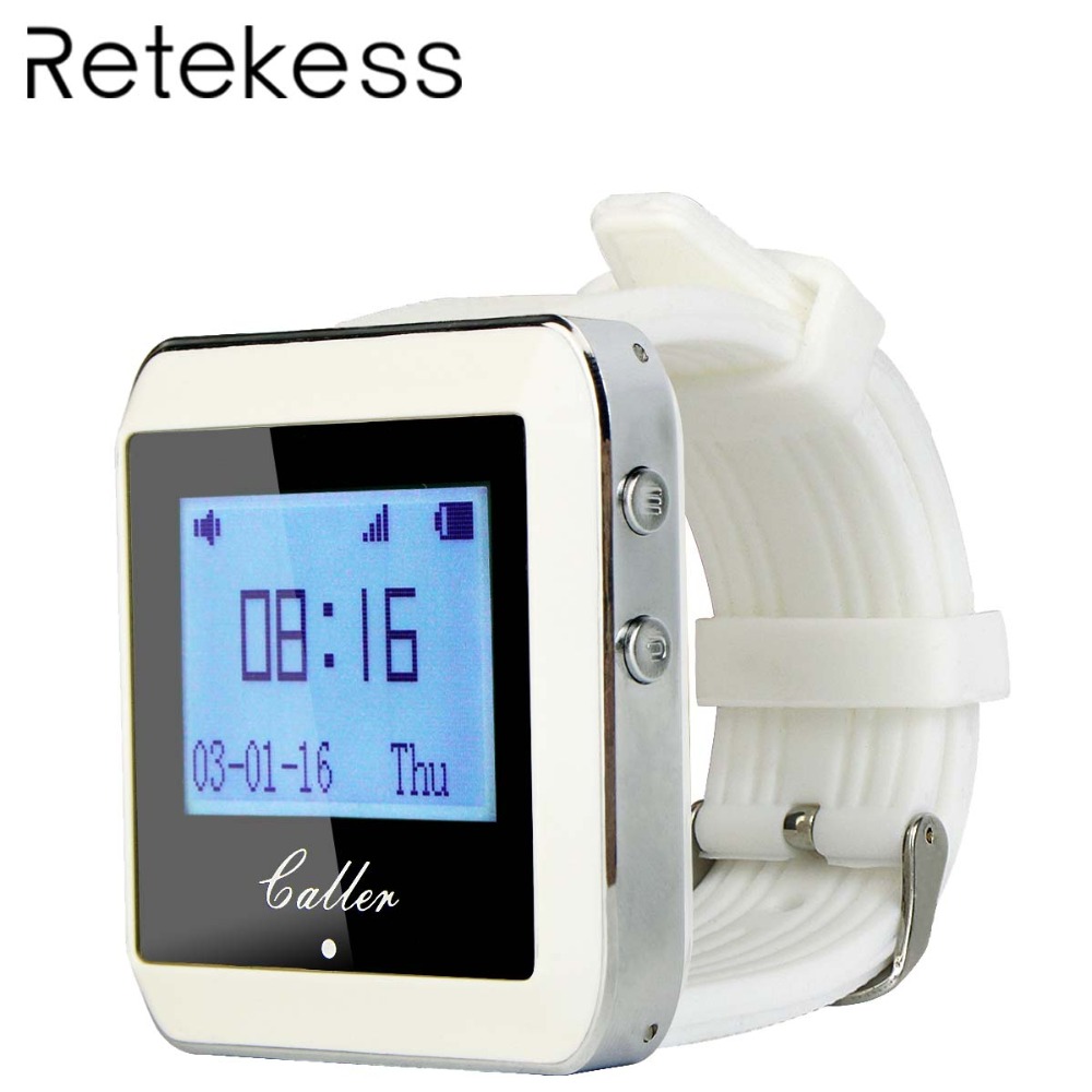 Retekess 999 Channel RF Wireless White Wrist Watch Receiver for Fast Food Shop Restaurant Calling Paging System 433MHz