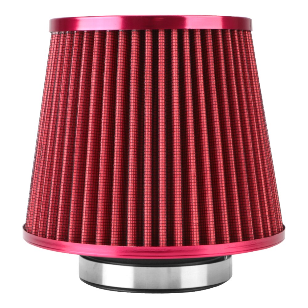 76mm 3 tommer bil luftfilter sport power mesh kegle kold luft induktionssæt højflow indsugningsfilter indsugningsfilter universal bildele: Rød
