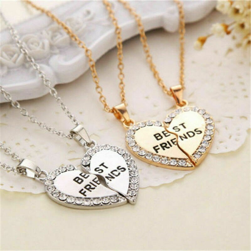 Vrouwen Meisje Mode Ketting Beste Vrienden Bff Vriendschap Hart Strass Hangers Charm Ketting Sieraden