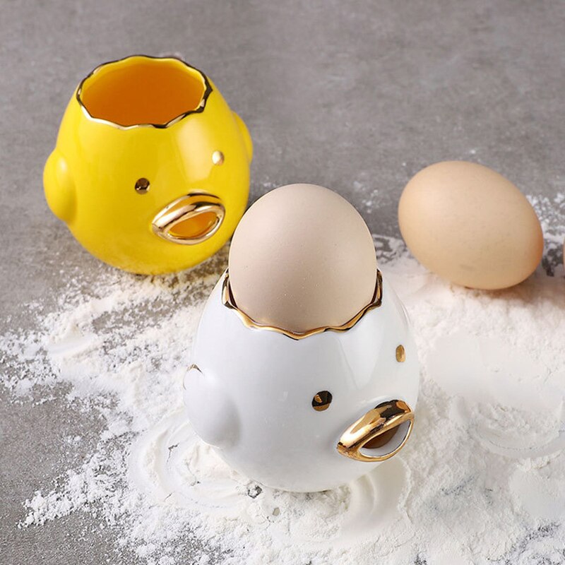 Egg Separator Ceramic Egg Yolk White Separator Cute Egg Yolk Separator Cartoon Cute Automatic Separation Kitchen Gadgets UND