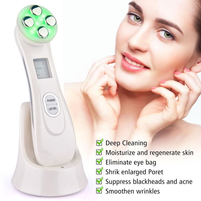 LED Photon Huidverjonging EMS Mesotherapie Elektroporatie Facial RF Radio Frequentie Draai Gezicht Lifting Massage Apparaat