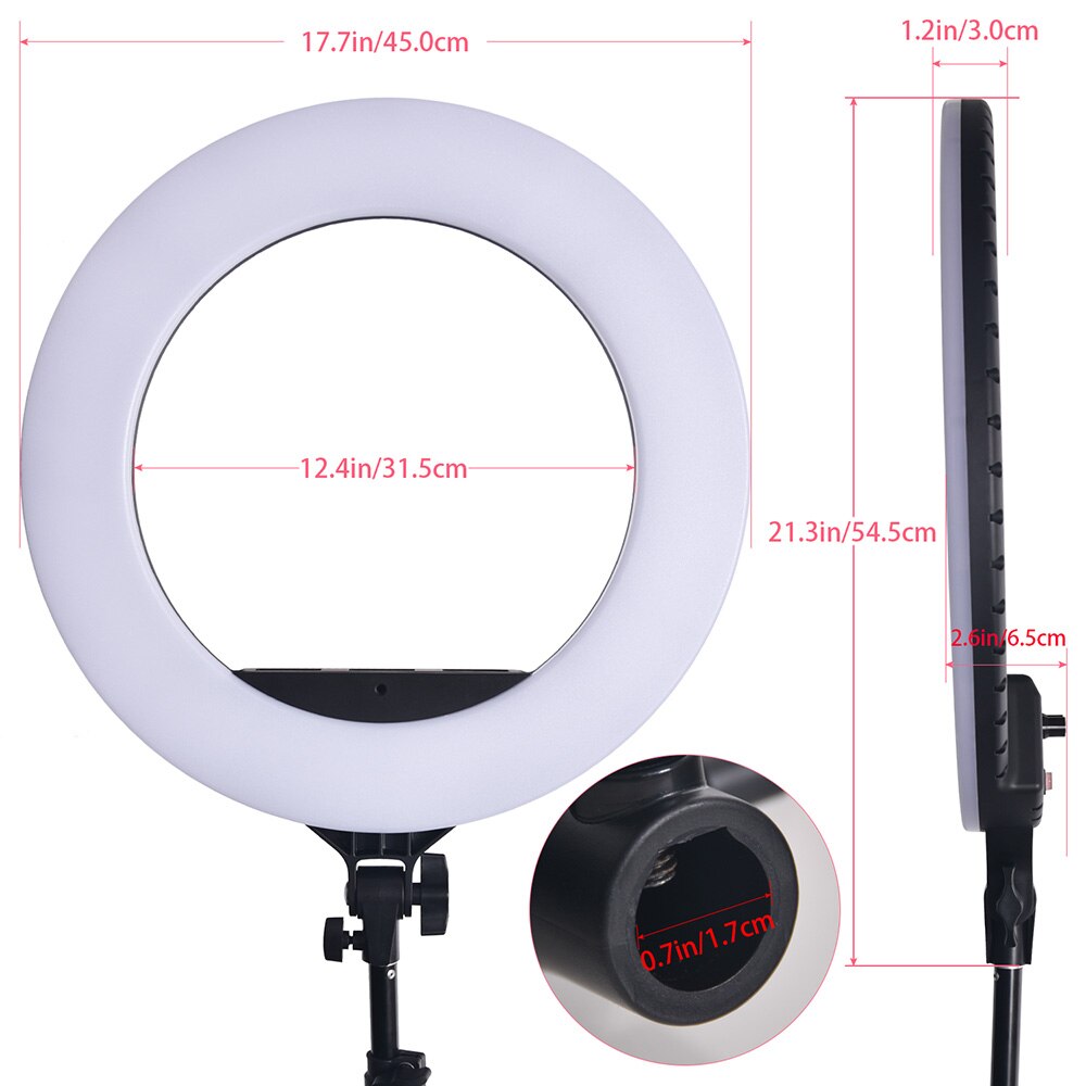 Professionele 18 Inch Led Light Ring Met Telefoon Houder 48W Grote Ring Licht Video Live Studio Vulling Lamp