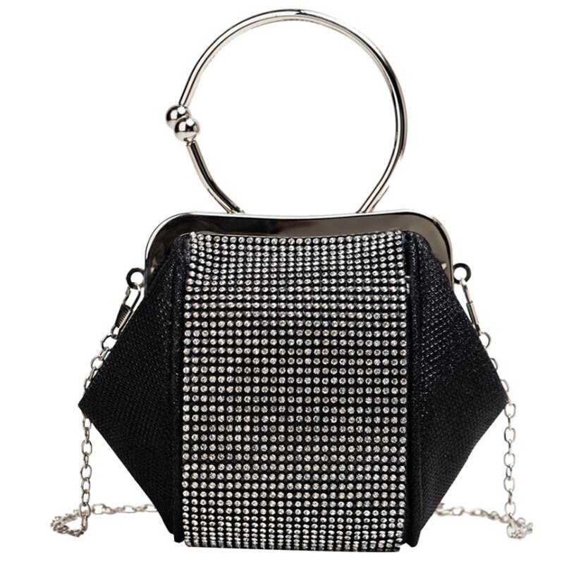 Neue Flut Helle Diamant Bote Tasche Abendkleid Handtasche Abend Kette Tasche Schwarz: Ursprünglich Titel