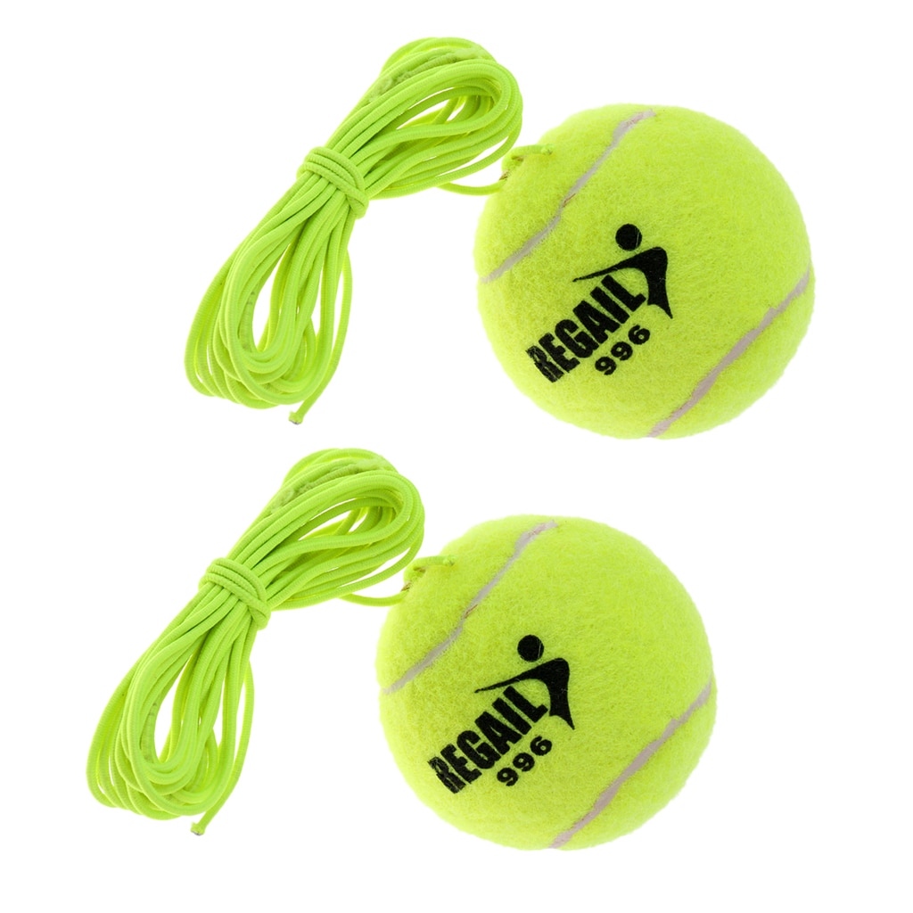 2 stk slitesterk tennisball med elastisk snørebungee for tennistrenerutstyr