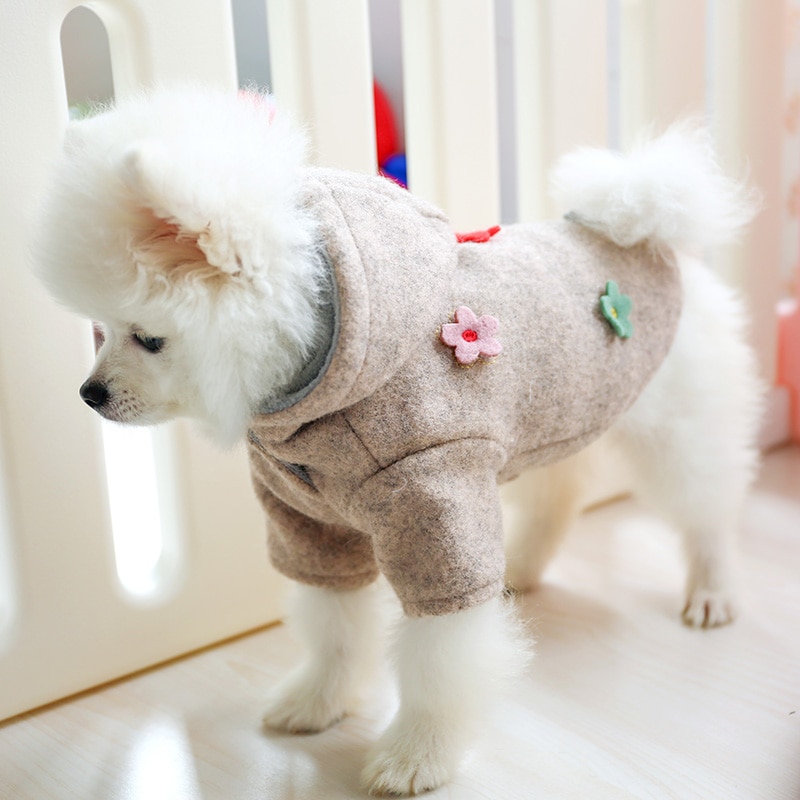 Petcircle tøj til kæledyr teddy pomeranian hundetøj små blomster uldne uldne tyk efterår og vinter tøj