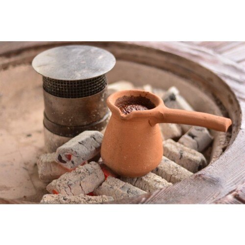 BA TECH Turkish coffee Mırra Ground Coffee Pot 2 personality handmade Clay pot Coffee Pot Glazed, natural Healthy Coffee Cooker Coffee Pot