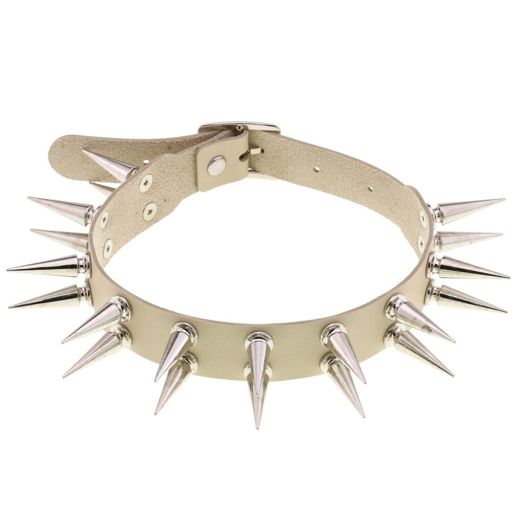 DIEZI Gothic Sexy 16 kolorowa skóra PU naszyjnik kobiety w stylu Vintage moda nit wisiorek w kształcie gwiazdy Choker naszyjniki 2021 nowa biżuteria: beige