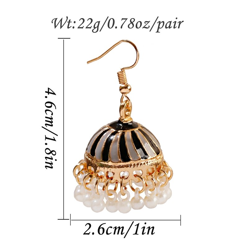 Böhmen Zigeuner retro Gold Ohrring Für Frauen Grün Farbe Nachahmung Perlen Perlen Ohrringe Türke Jhumka Indische Schmuck