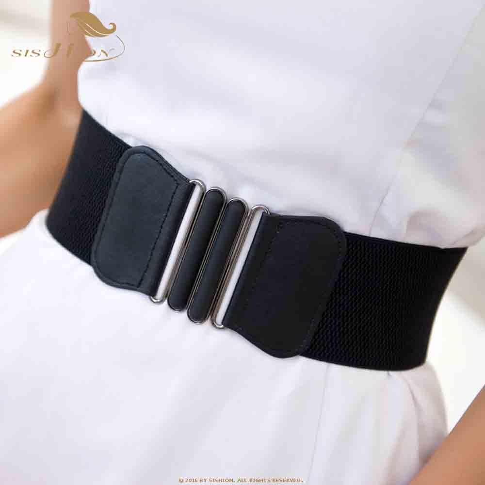 Cinturón ancho Vintage de para mujer, cinturones para elásticos de famosa de , cinturones para mujer de traje rojo Camel negro VB0007: VB0059 Black