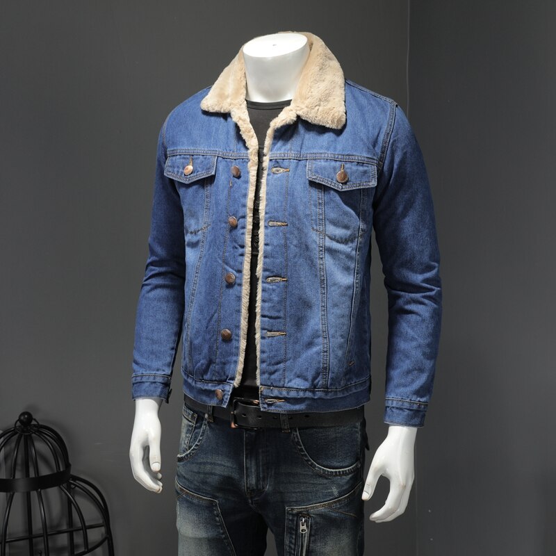 2020 Degli Uomini di inverno Giacca di Jeans Moda Uomo Casual Jeans Giacca Uomo Caldo di Spessore Denim Cappotto Maschio Collo di Pelliccia Bomber Cappotti tuta sportiva