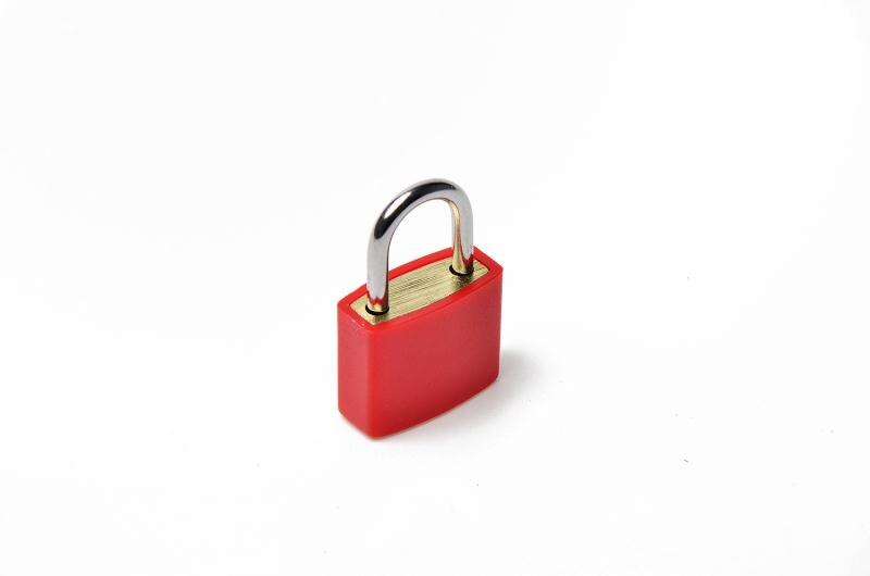 Plastic Casing Lock Brass Lock Body Luggage Zipper Padlock With Two Keys For bags: red