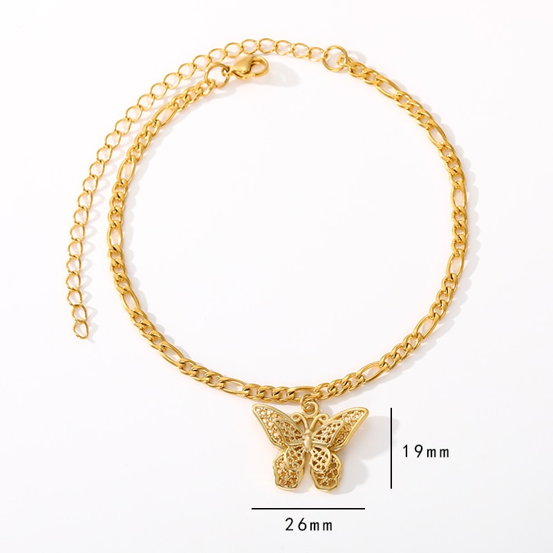 Schmetterling Fußkettchen Armbinde für Frauen Ananas Religiöse Fußkettchen Armbinde für Frauen Männer Gold Farbe Charme Armreif Fußkettchen Schmuck