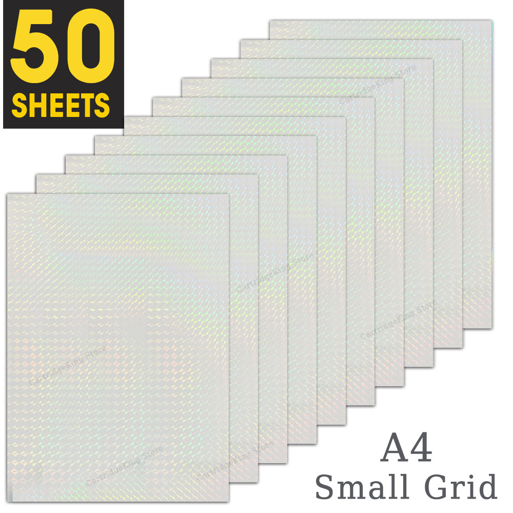 50 hojas de cinta adhesiva holográfica de lámina de arena, estampado en en papel fotográfico A4, película laminada en frío, paquete DIY, tarjeta de Color: Transparente