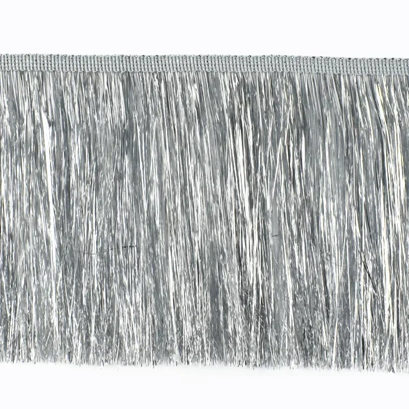 Borlas de flecos de colores para ropa, cinta de decoración para cortinas, accesorios de costura, 15cm, 1/2/4 metros: S / Plata
