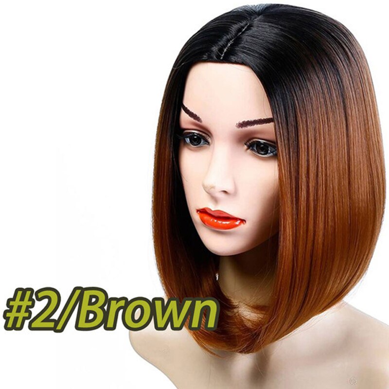 XUANGUANG Medium Bob Lace Front Synthetic Hair Wigs Ombre Green Red Color Yaki Straight Middle Part Blunt Lace Wig For Women: 13