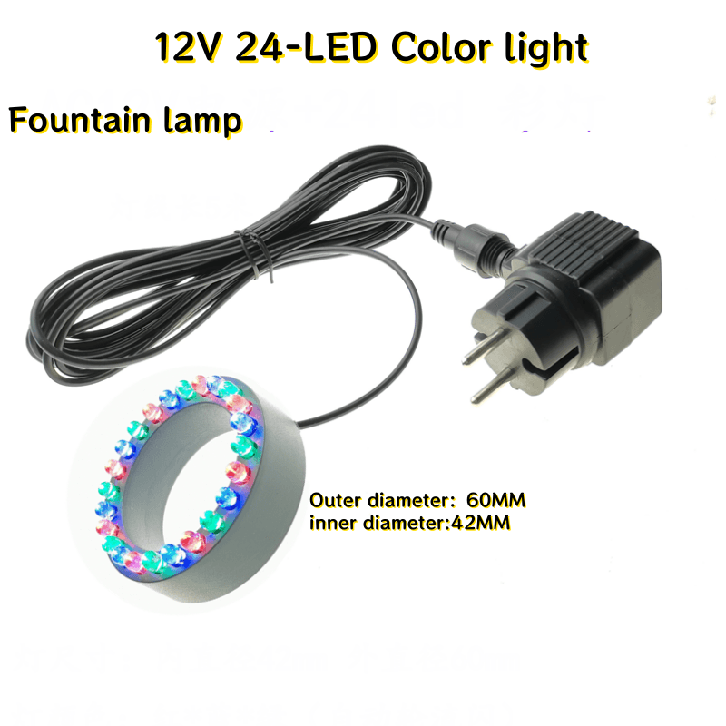 12V 24LED light ring Underwater Color Changing Submersible Fountain Light for Garden Yard Aquarium Pond