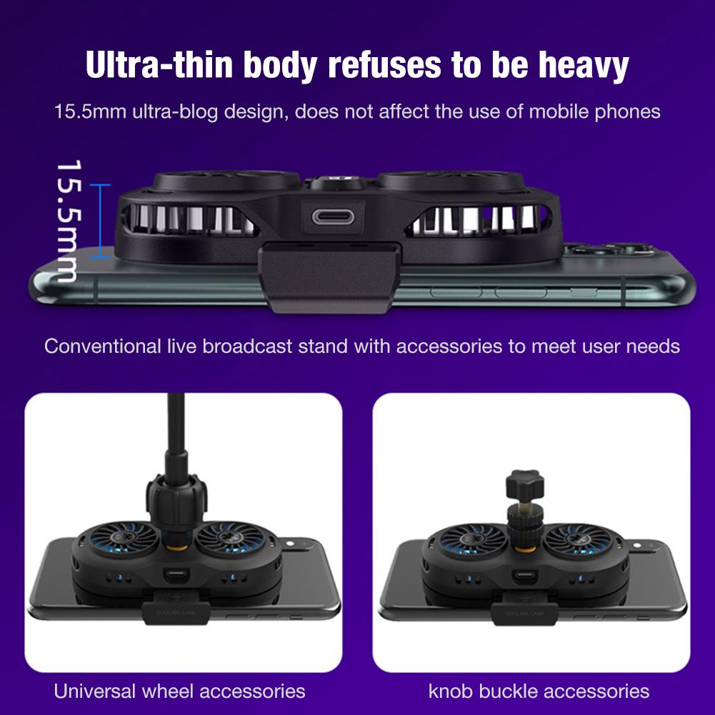 Mobile Phone Radiator Adjustable Portable Gaming Phone Cooler Cooling Fan Holder Heat Sink Universal For 4-6.5 Inches Phones