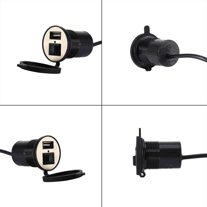 Motorcycle Usb Lader Mobiele Telefoon Voeding Lader Waterdichte Mobiele Telefoon Adapter Port Socket Met Schakelaar 12V