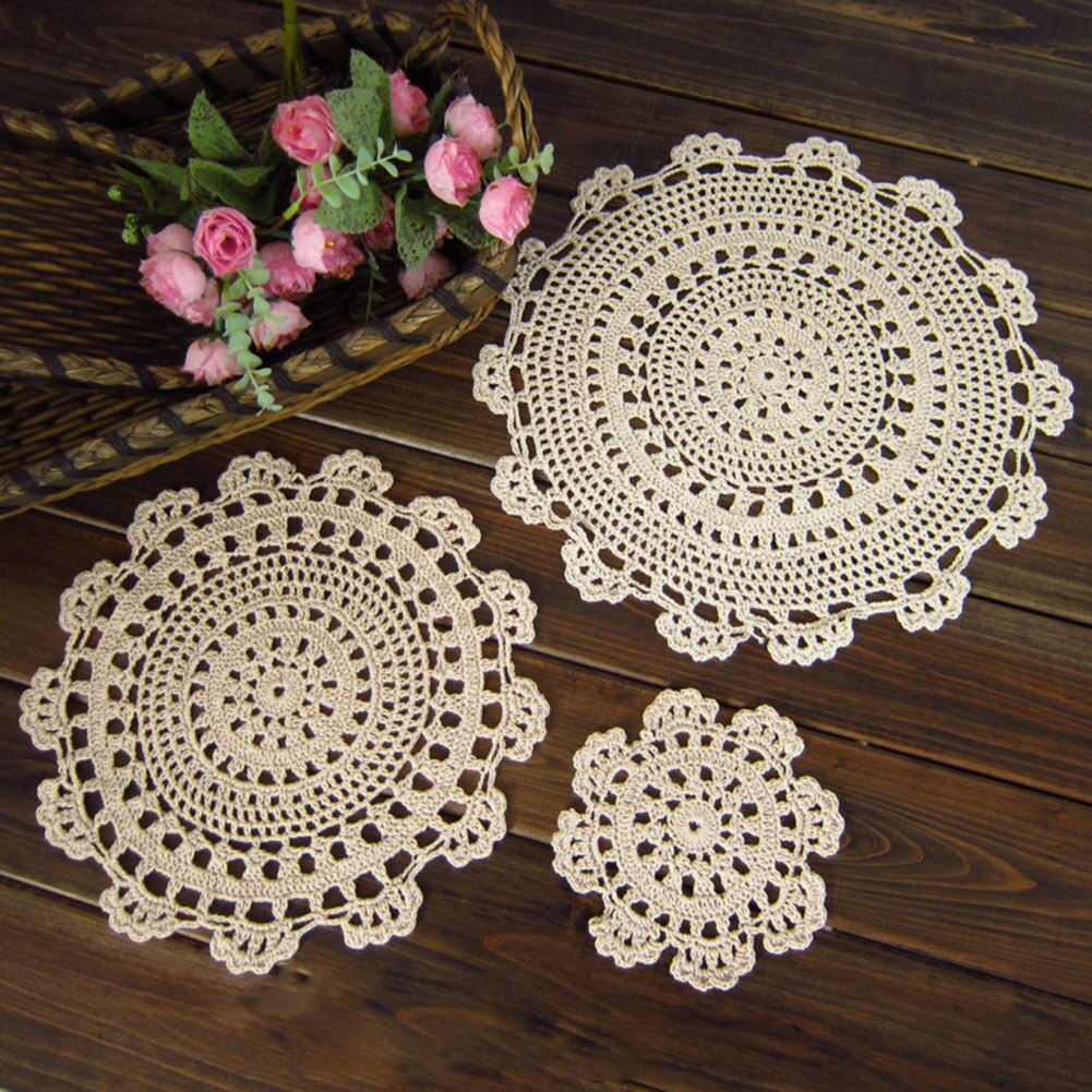 Vintage Crochet Cotton Placemat Cup Mug Coasters Table Tea Coffee Cushion Pad