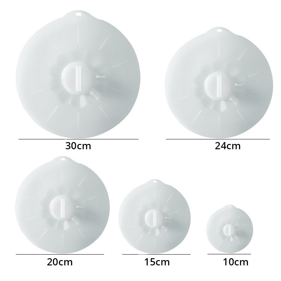 Reusable Silicone Bowl Cover Food Saver Pot Lid Heat Resistant Microwave Cooking Pot Cover Fresh Keeping Cover Kitchen Gadgets: 5pcs White