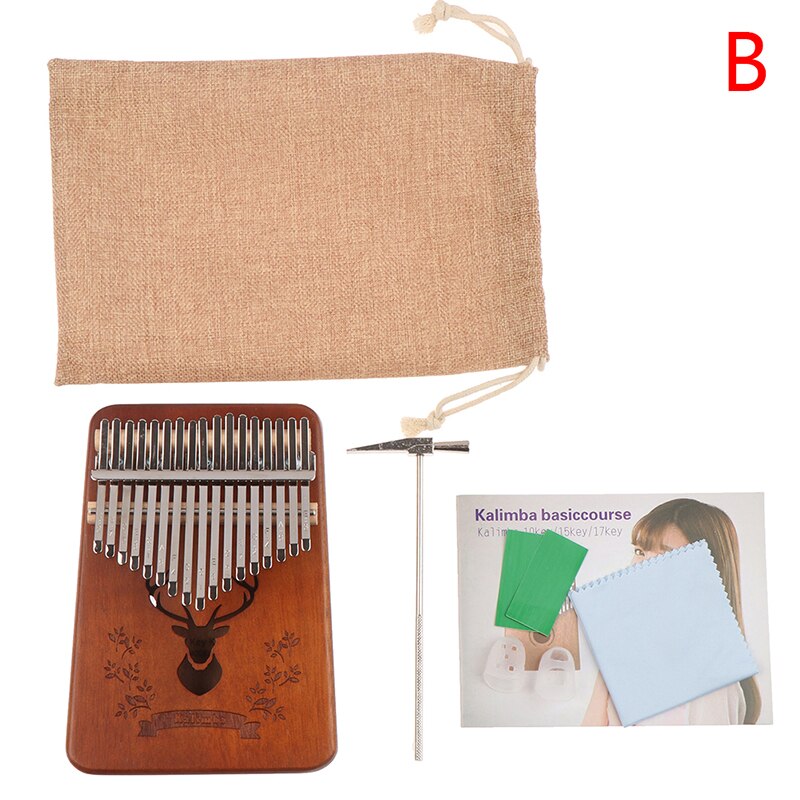 17 Keys EQ kalimba Acacia Thumb Piano Link Speaker Electric Pickup calimba Bag: B